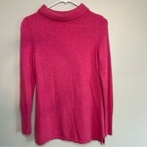 Talbots Women's Mock Neck 100% Cashmere Sweater Long Pink Sz XS Barbie